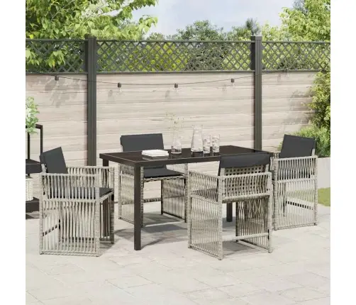 5 Daļu Dārza Galda Komplekts Ar Spilveniem, Gaiši Pelēks Poliratan Vidaxl