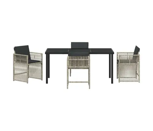 5 Daļu Dārza Galda Komplekts Ar Spilveniem, Gaiši Pelēks Poliratan Vidaxl