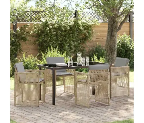 5 Daļu Dārza Ēdamgalda Komplekts Ar Bēšiem Spilveniem Vidaxl