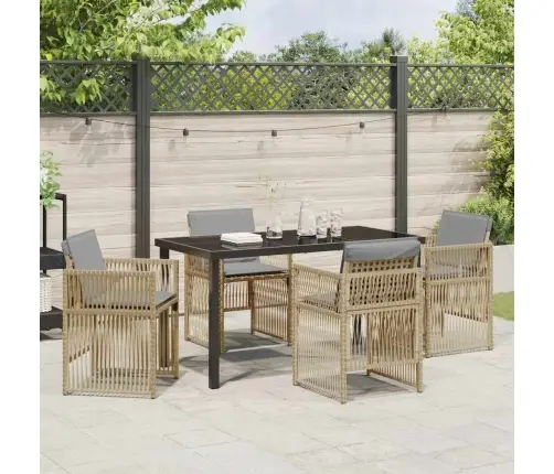 5 Daļu Dārza Ēdamgalda Komplekts Ar Bēšiem Spilveniem Vidaxl