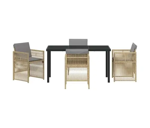 5 Daļu Dārza Ēdamgalda Komplekts Ar Bēšiem Spilveniem Vidaxl