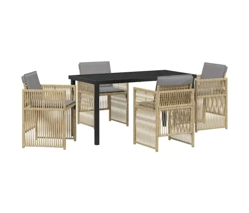 5 Daļu Dārza Ēdamgalda Komplekts Ar Bēšiem Spilveniem Vidaxl