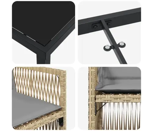 Aia Söögilaudade Komplekt 5 Pcs Beež Pulbervärvitud Teras