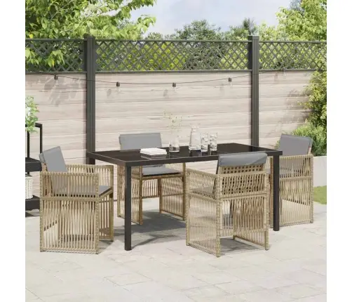 Aia Söögilaudade Komplekt 5 Pcs Beež Pulbervärvitud Teras