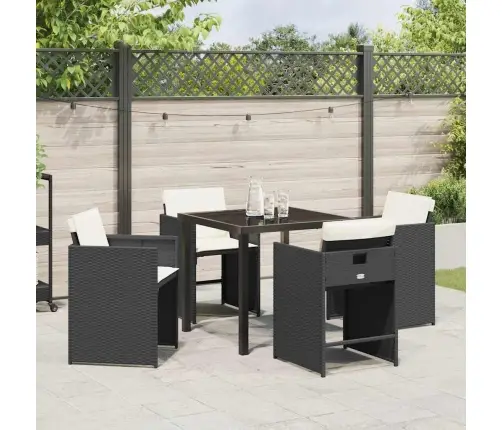 Sodo Valgomojo Komplektas 5 Pcs Juoda Poliratanas