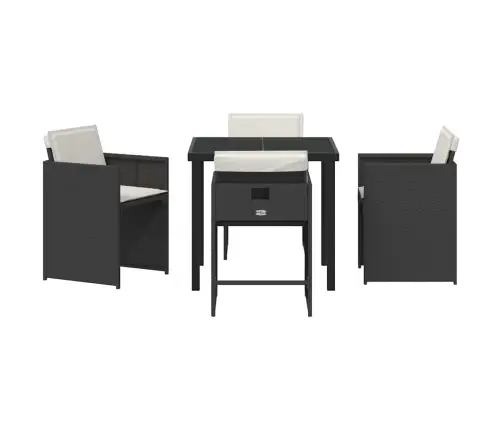 Sodo Valgomojo Komplektas 5 Pcs Juoda Poliratanas