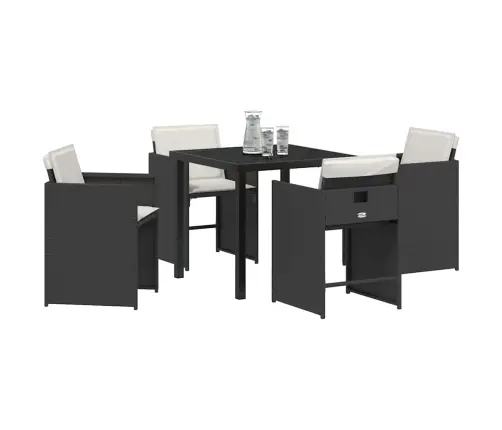 Sodo Valgomojo Komplektas 5 Pcs Juoda Poliratanas