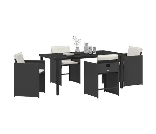 Dārza Ēdamgalds 5 Pcs Melna Poliratāns Vidaxl