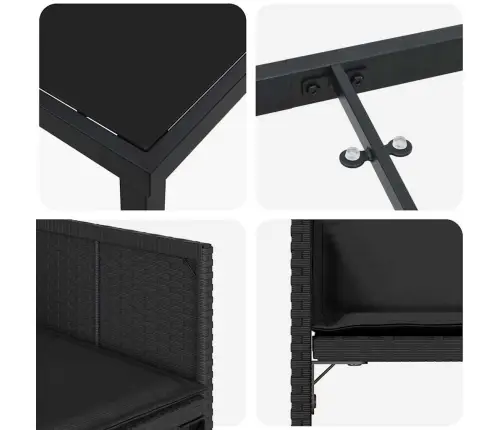 Dārza Ēdamgalds 5 Pcs Melna Poliratāns Vidaxl