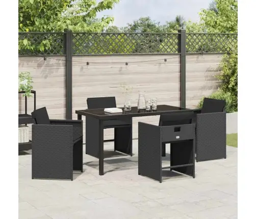 Dārza Ēdamgalds 5 Pcs Melna Poliratāns Vidaxl