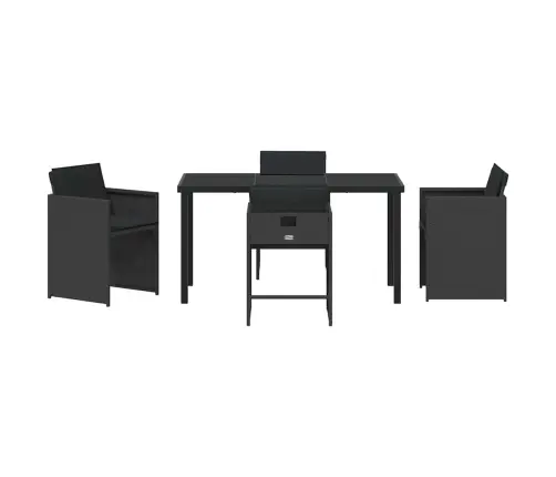 Dārza Ēdamgalds 5 Pcs Melna Poliratāns Vidaxl