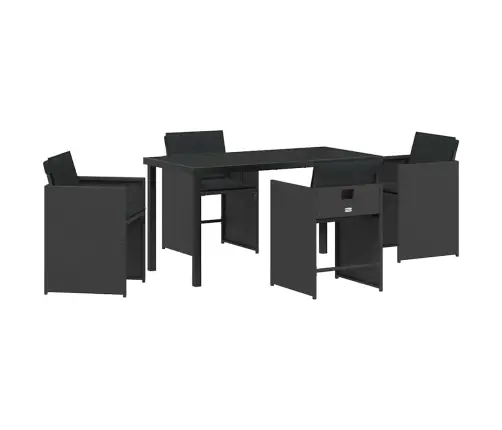 Dārza Ēdamgalds 5 Pcs Melna Poliratāns Vidaxl