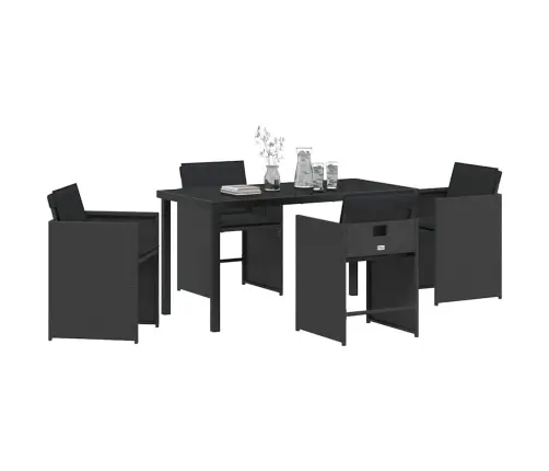 Dārza Ēdamgalds 5 Pcs Melna Poliratāns Vidaxl