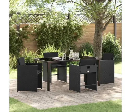 Dārza Ēdamgalds 5 Pcs Melna Poliratāns Vidaxl