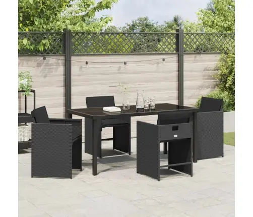 Dārza Ēdamgalds 5 Pcs Melna Poliratāns Vidaxl