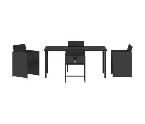 Dārza Ēdamgalds 5 Pcs Melna Poliratāns Vidaxl