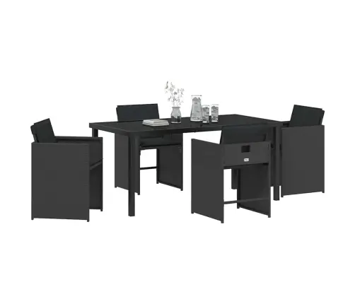 Dārza Ēdamgalds 5 Pcs Melna Poliratāns Vidaxl