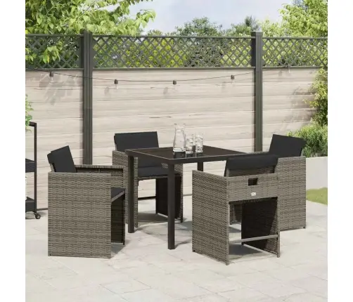 Dārza Ēdamgalds 5 Pcs Pelēka Poliratāns Vidaxl