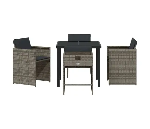 Dārza Ēdamgalds 5 Pcs Pelēka Poliratāns Vidaxl