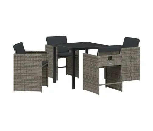 Dārza Ēdamgalds 5 Pcs Pelēka Poliratāns Vidaxl