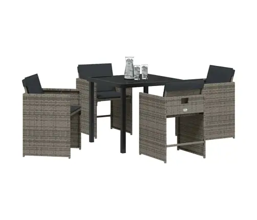 Dārza Ēdamgalds 5 Pcs Pelēka Poliratāns Vidaxl