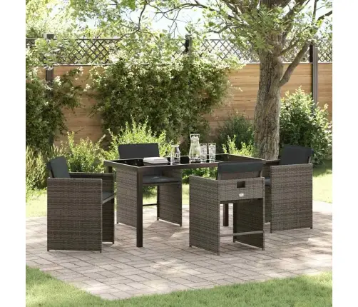 Dārza Ēdamgalds 5 Pcs Pelēka Poliratāns Vidaxl