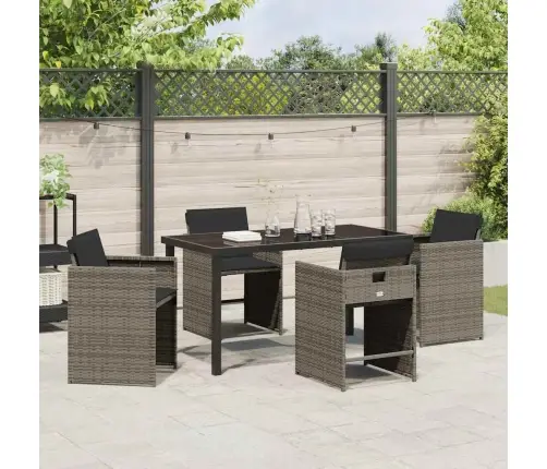 Dārza Ēdamgalds 5 Pcs Pelēka Poliratāns Vidaxl