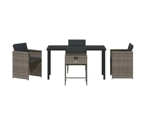 Dārza Ēdamgalds 5 Pcs Pelēka Poliratāns Vidaxl