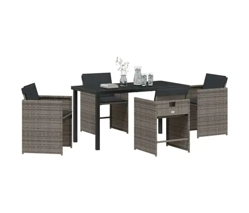 Dārza Ēdamgalds 5 Pcs Pelēka Poliratāns Vidaxl