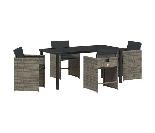 Sodo Valgomojo Komplektas 5 Pcs Pilka Poliratanas