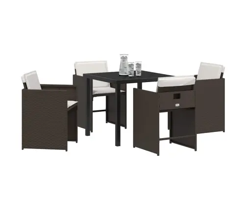 Dārza Ēdamgalds 5 Pcs Brūna Poliratāns Vidaxl