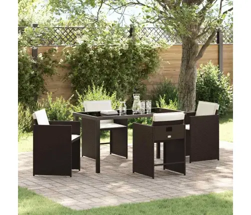 Dārza Ēdamgalds 5 Pcs Brūna Poliratāns Vidaxl