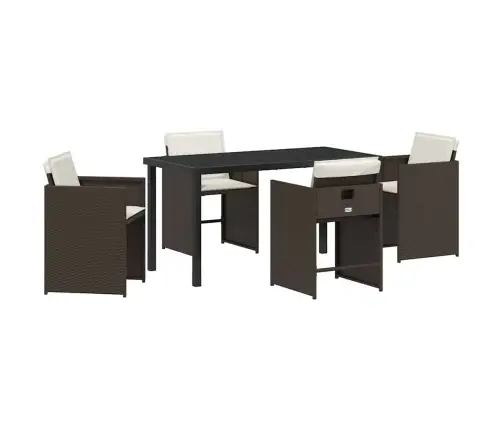 Dārza Ēdamgalds 5 Pcs Brūna Poliratāns Vidaxl