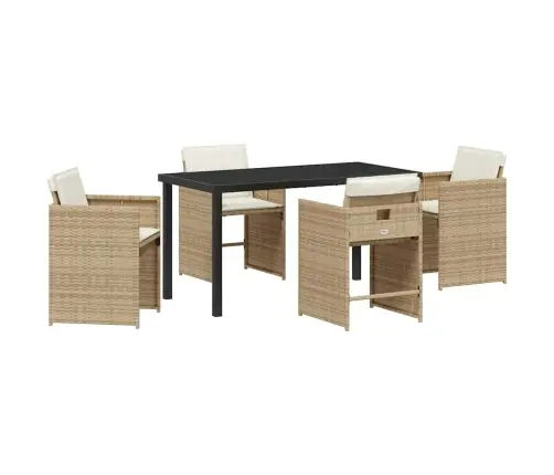 Dārza Ēdamgalds 5 Pcs Bēša Poliratāns Vidaxl Dārza Ēdamgalds 5 Pcs Bēša Poliratāns Vidaxl