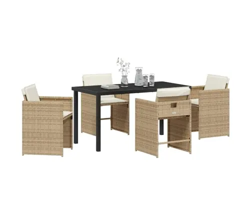 Dārza Ēdamgalds 5 Pcs Bēša Poliratāns Vidaxl Dārza Ēdamgalds 5 Pcs Bēša Poliratāns Vidaxl