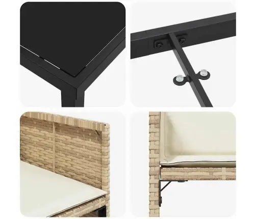 Dārza Ēdamgalds 5 Pcs Bēša Poliratāns Vidaxl