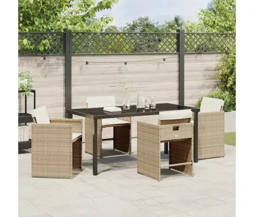 Dārza Ēdamgalds 5 Pcs Bēša Poliratāns Vidaxl