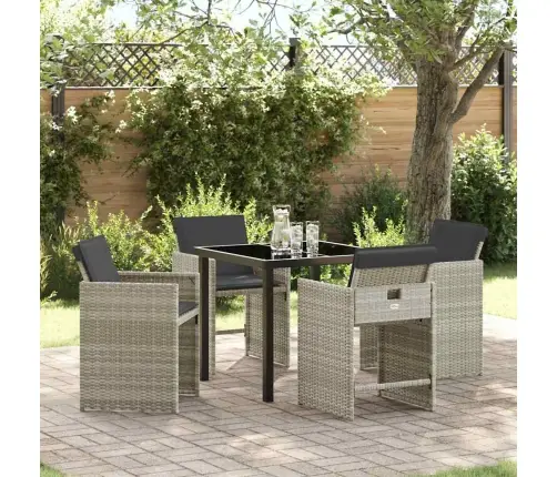 Dārza Ēdamgalds 5 Pcs Gaiši Pelēks Poliratāns Vidaxl