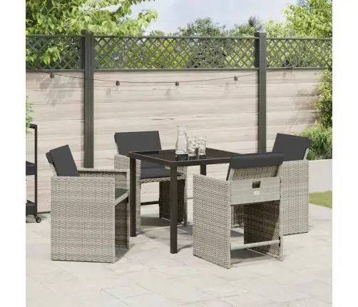 Dārza Ēdamgalds 5 Pcs Gaiši Pelēks Poliratāns Vidaxl