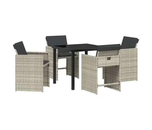 Dārza Ēdamgalds 5 Pcs Gaiši Pelēks Poliratāns Vidaxl