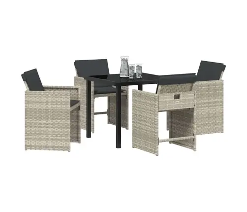 Dārza Ēdamgalds 5 Pcs Gaiši Pelēks Poliratāns Vidaxl