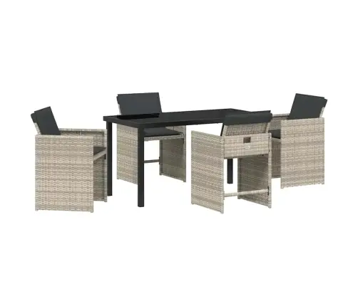 5 Daļu Dārza Ēdamgalds Ar Spilveniem, Gaiši Pelēks, Poliratanis Vidaxl