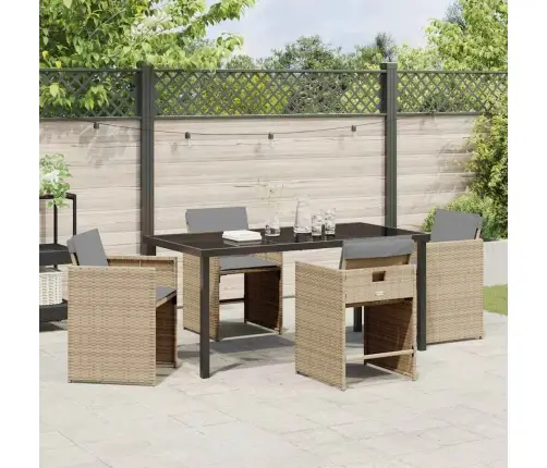 5 Daļu Dārza Galdiņš Ar Spilveniem, Bēšs Polirattans. Vidaxl