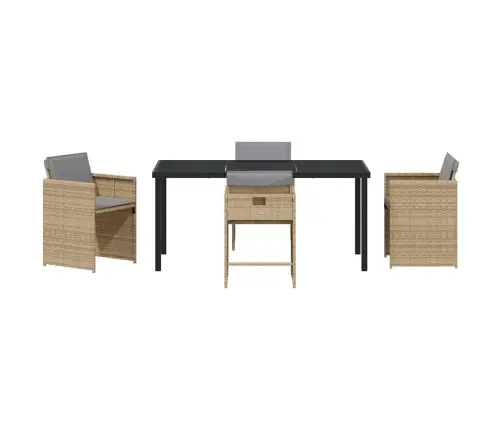 5 Daļu Dārza Galdiņš Ar Spilveniem, Bēšs Polirattans. Vidaxl