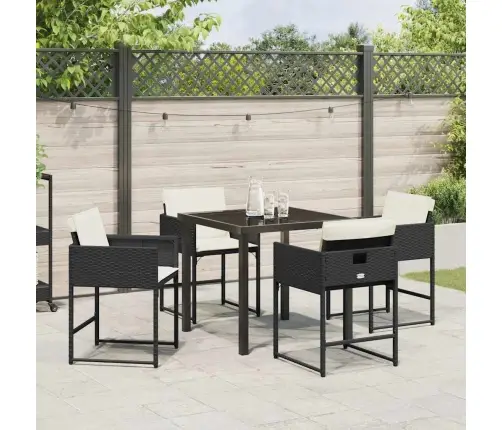 Dārza Ēdamgalds 5 Pcs Melna Poliratāns Vidaxl