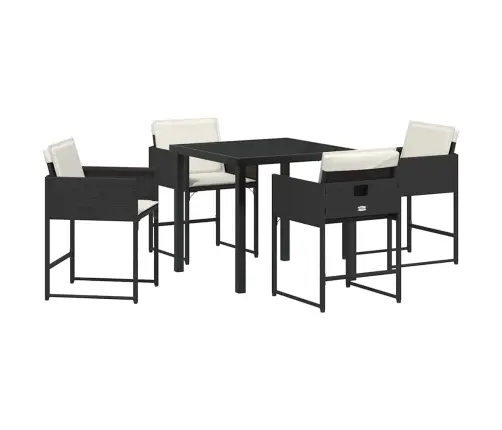 Dārza Ēdamgalds 5 Pcs Melna Poliratāns Vidaxl