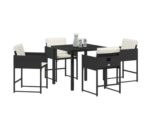 Dārza Ēdamgalds 5 Pcs Melna Poliratāns Vidaxl