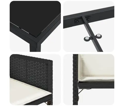 Dārza Ēdamgalds 5 Pcs Melna Poliratāns Vidaxl