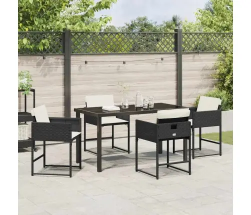 Dārza Ēdamgalds 5 Pcs Melna Poliratāns Vidaxl