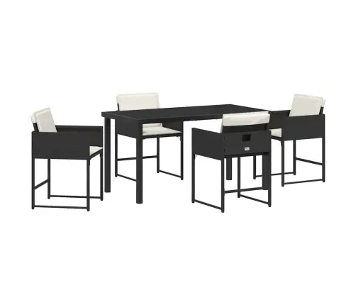 Dārza Ēdamgalds 5 Pcs Melna Poliratāns Vidaxl